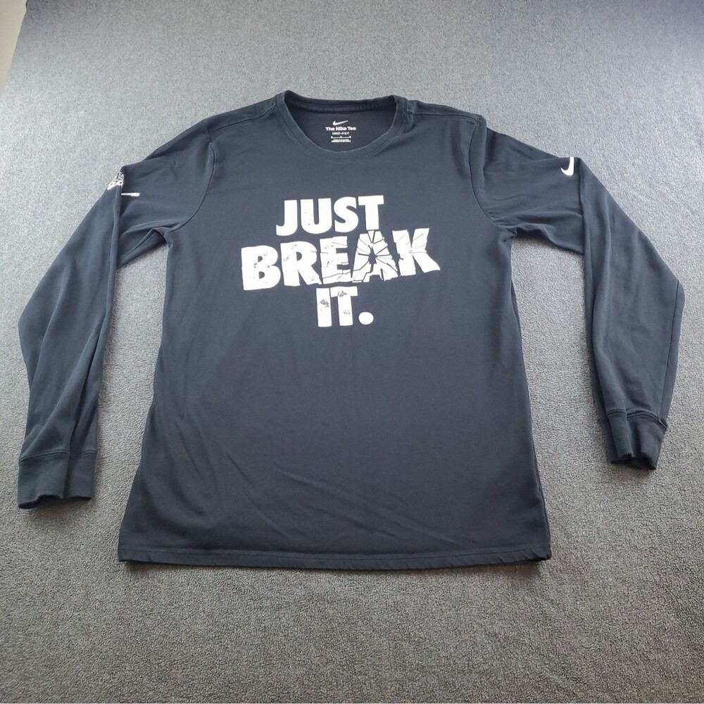 Nike Dri-Fit T-Shirt Long Sleeve  Just Break It Athletic Black Men's Medium
